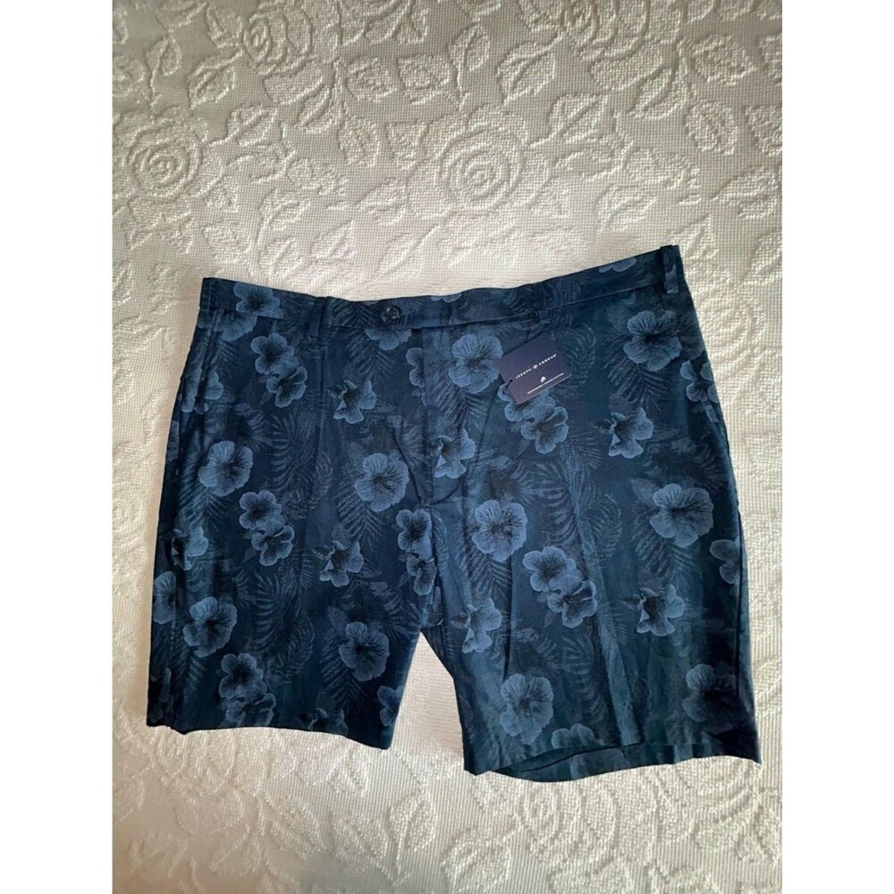 Joseph Abboud Men’s Linen Blend Shorts Size 46 NWT Blue Tropical Floral Print